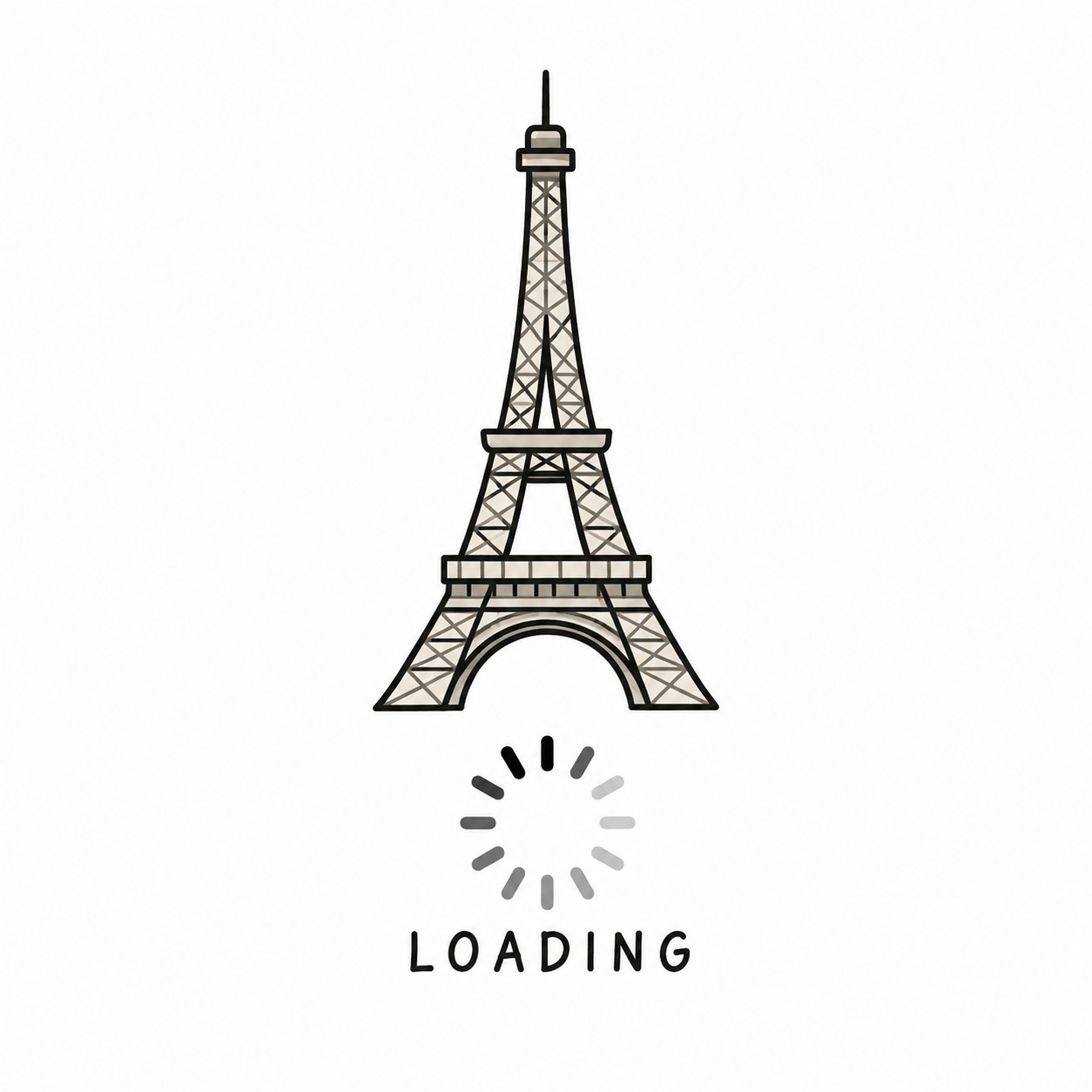 Illustration of the Eiffel Tower above a loading spinner and the word LOADING, marking a study abroad update coming soon